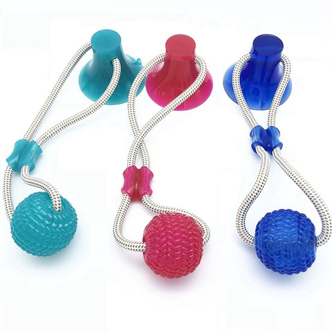 Suction Molar Bite Toy For dogs - Self-playing Rubber Ball Tooth Cleaning